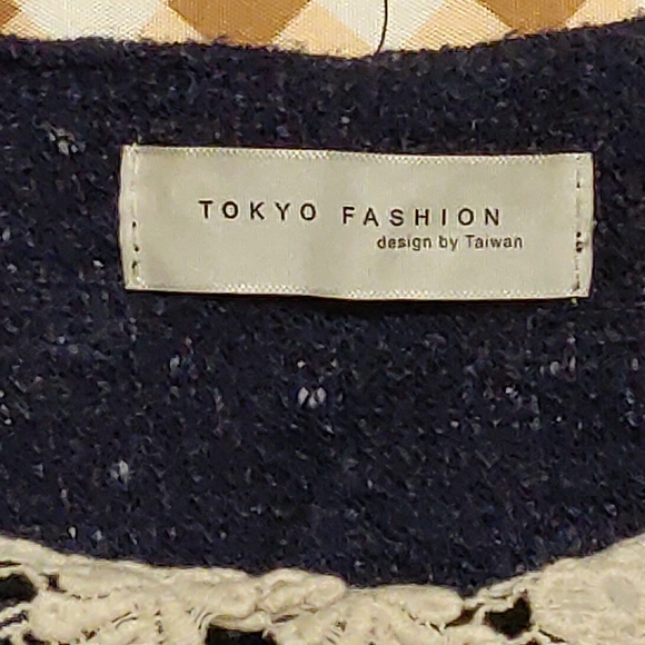 Tokyo Fashion Blue with White polka dots shawl - Picture 3 of 3